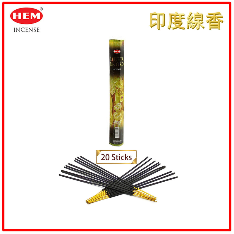 (20pcs per Hexagonal Box) GOLD RAIN 100% natural Indian handmade incense sticks  HI-GOLD-RAIN