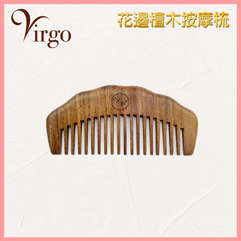 Brown Natural Semi-round Sandalwood Massage Comb 11CM Comb Anti-loss hair wood VMASSAGE-COMB-12CM