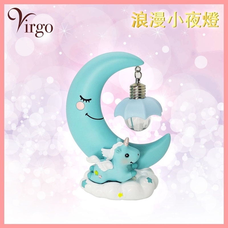 Blue Colour Unicorn Moon Night LED Light(Battery powered) romantic decorative lights U-LED-MOON-Blue