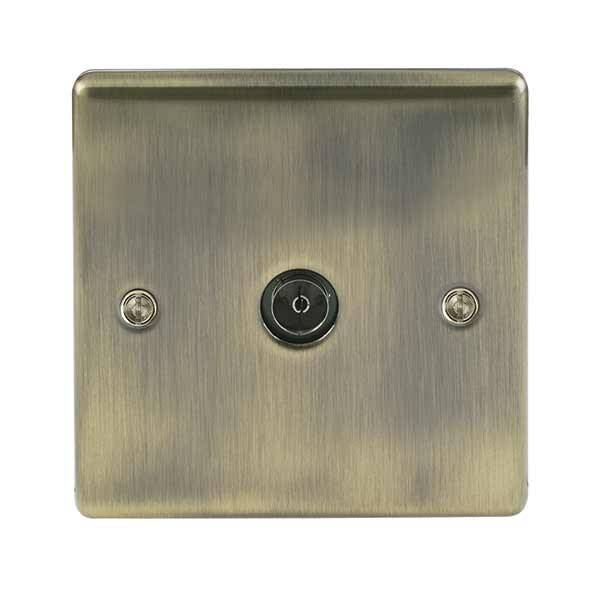 Nexus Antique Brass Co-Axial TV Socket, single screwless clip-on front plate curved corners(NAB60)