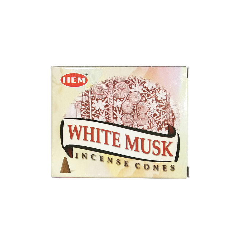 WHITE MUSK Incense Cone 100% Natural India Handmade meditating cones HCONE-WHITE-MUSK