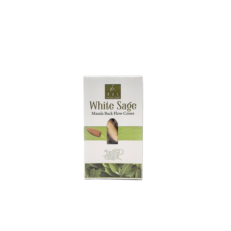 印度香 倒流香 WHITE SAGE白鼠尾草 10粒 巨型香錐 長方盒裝 倒流塔香 瑜珈塔香 錐粒香 錐形香 子彈型瑜伽冥想專用香薰粒 下流香 瀑布香 能量推薦BCONE-MBF-WHITE-SAGE