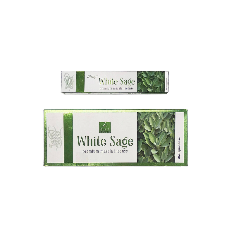 WHITE-SAGE白鼠尾草高級香料線香15克四方形盒裝，印度進口純天然手工線香印度香檀香熏香棒瑜珈香天然香枝天然香草花果植物淨化減壓抗疫熱賣(BIS8-15G-WHITE-SAGE)