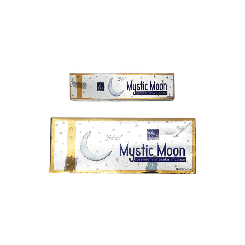 印度香 線香 印度線香MYSTIC-MOON月亮 15g 四方形盒裝 純天然手工制高級線香 純手工制8寸長Masala高級線香棒 瑜伽冥想專用香薰BIS8-15G-MYSTIC-MOON