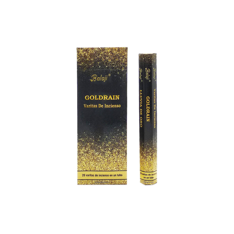 (20pcs per Hexagonal Box) GOLDRAIN 100% natural Indian handmade incense sticks  BHEX-STD-GOLDRAIN