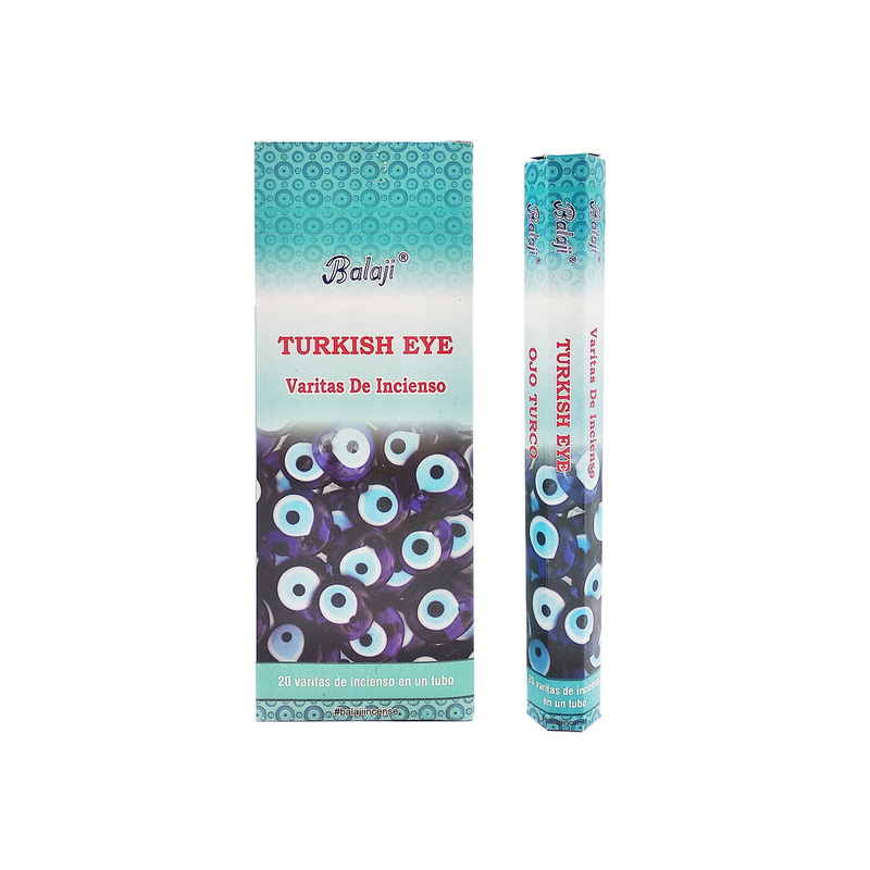 (20pcs per Hexagonal Box) TURKISH EYE 100% natural Indian handmade incense sticks  BHEX-STD-TURKISH-EYE