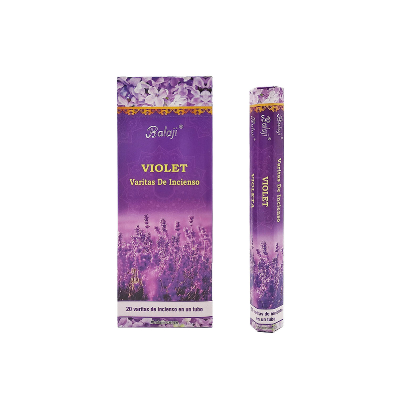 印度香 線香 (20支六角柱盒裝)VIOLET浪漫紫味印度進口純天然 香枝 瑜伽冥想專用香薰 冥想工具 淨化推薦 香線 線香 香棒 防潮香薰 禮物推薦 印度香薰 BHEX-STD-VIOLET