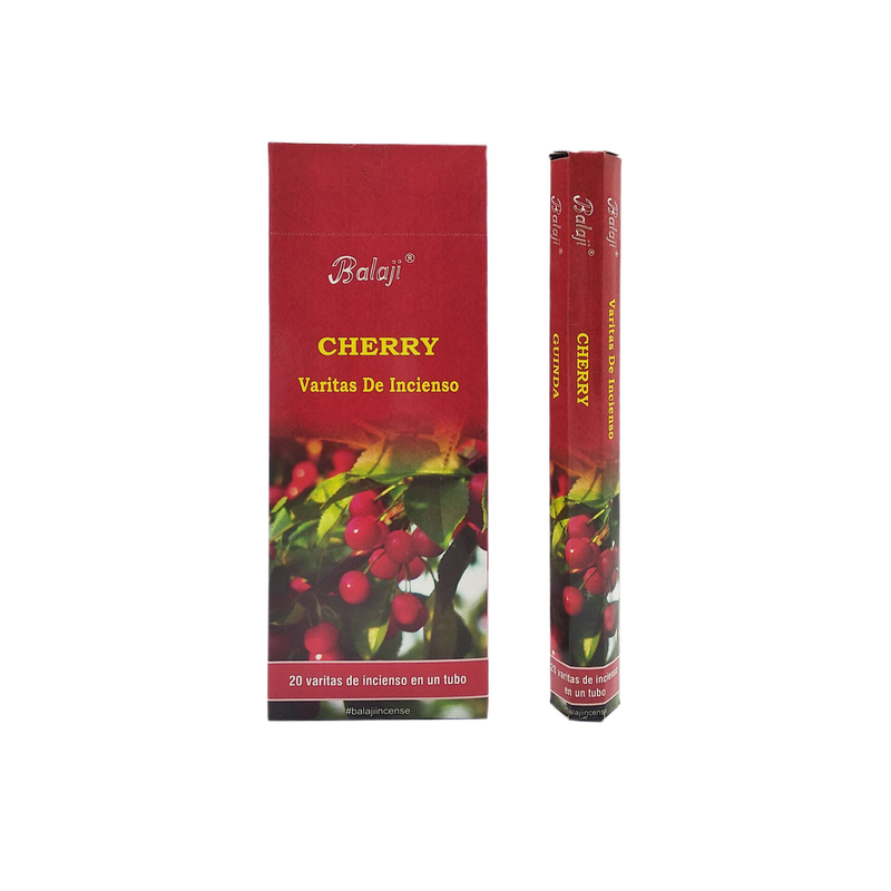 印度香 線香 (20支六角柱盒裝)CHERRY櫻桃味印度進口純天然手工制線香棒 香枝 瑜伽冥想專用香薰 冥想工具 淨化推薦 香線 線香 香棒 防潮香薰 禮物推薦 BHEX-STD-CHERRY