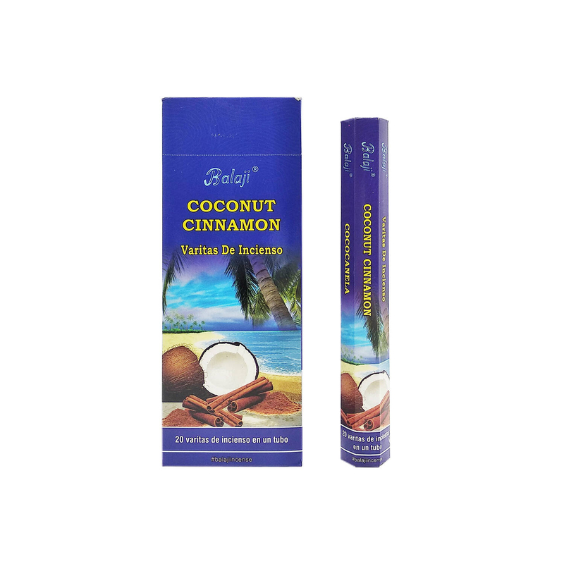 (20pcs per Hexagonal Box) COCONUT CINNAMON 100% natural Indian handmade incense sticks  BHEX-STD-COCONUT-CINNAMON