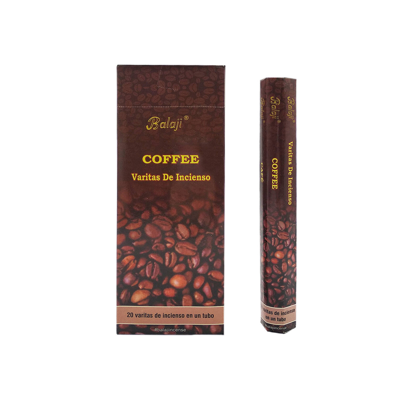 (20支六角柱盒裝)COFFEE咖啡味印度進口純天然手工制線香棒 香枝 瑜伽冥想專用香薰 BHEX-STD-COFFEE