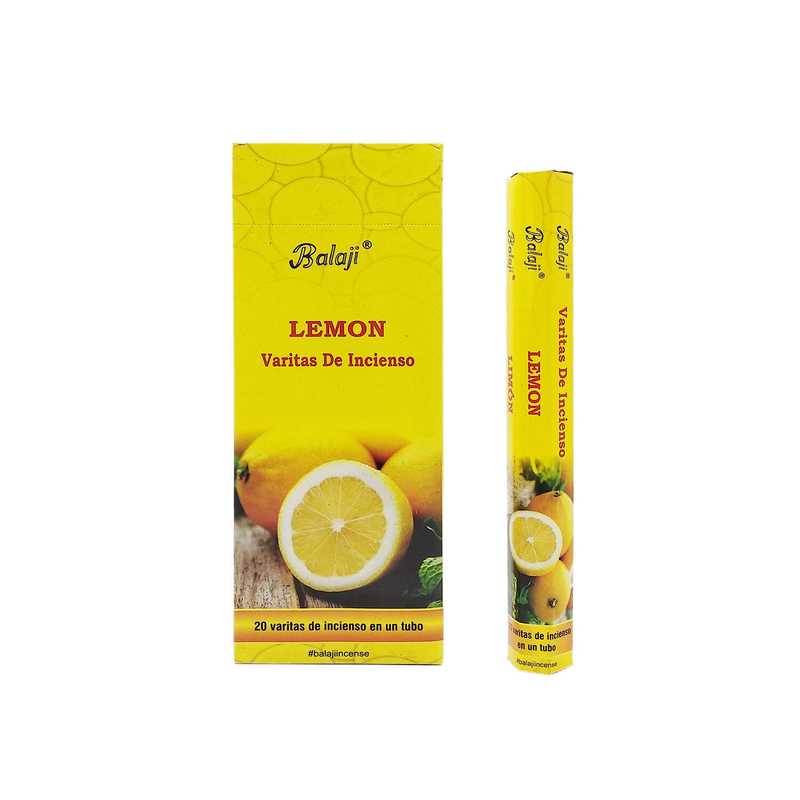 (20支六角柱盒裝)LEMON檸檬香味印度進口純天然手工制線香棒 香枝 瑜伽冥想專用香薰 BHEX-STD-LEMON