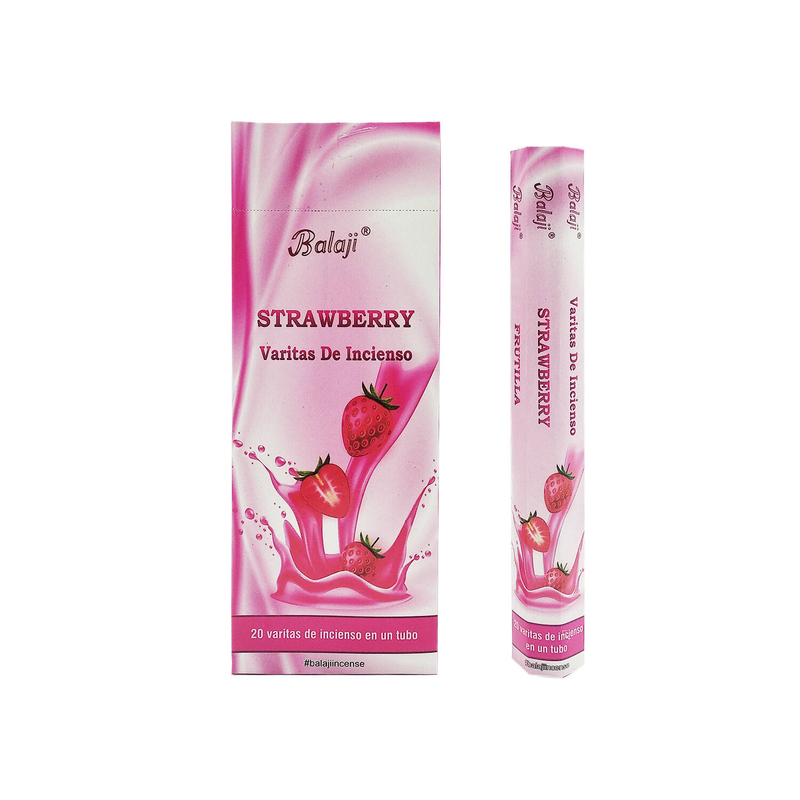 印度香 線香 (20支六角柱盒裝)STRAWBERRY士多啤梨印度進口純天然手工制線香棒 香枝 瑜伽冥想專用香薰 冥想工具 淨化推薦 香線 線香 香棒 防潮香薰 BHEX-STD-STRAWBERRY