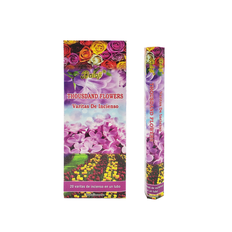 (20pcs per Hexagonal Box) THOUSAND FLOWERS 100% natural Indian handmade incense sticks  BHEX-STD-THOUSAND-FLOWERS