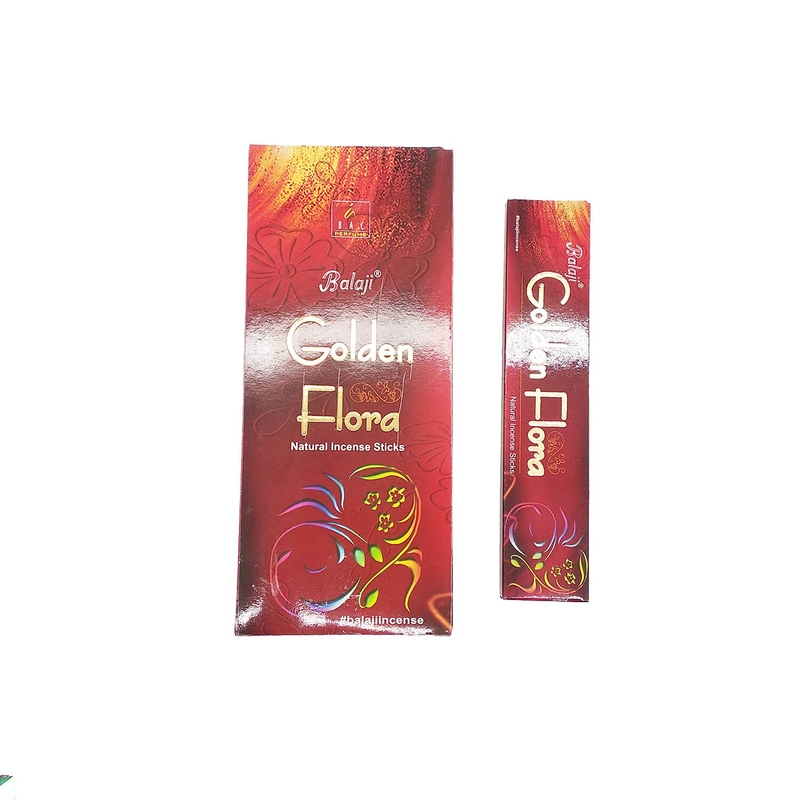 (15pcs/pack) GOLDEN FLORA 100% natural Indian handmade 9-inch incense sticks  BIS9-15S-GOLDEN-FLORA