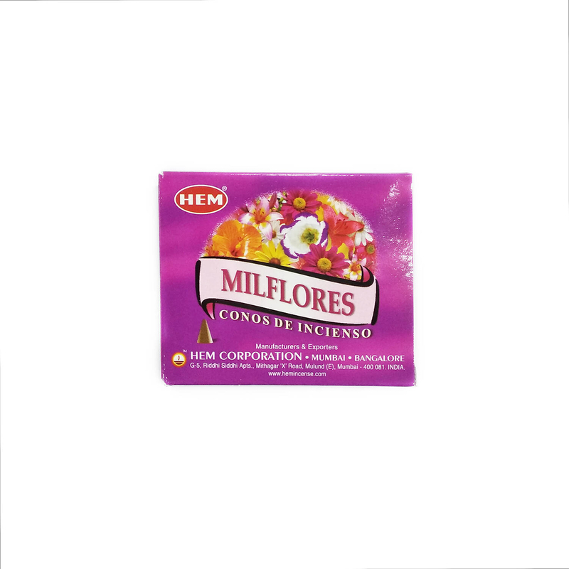 MILFLORES Incense Cone 100% Natural India Handmade meditating cones HCONE-MILFLORES