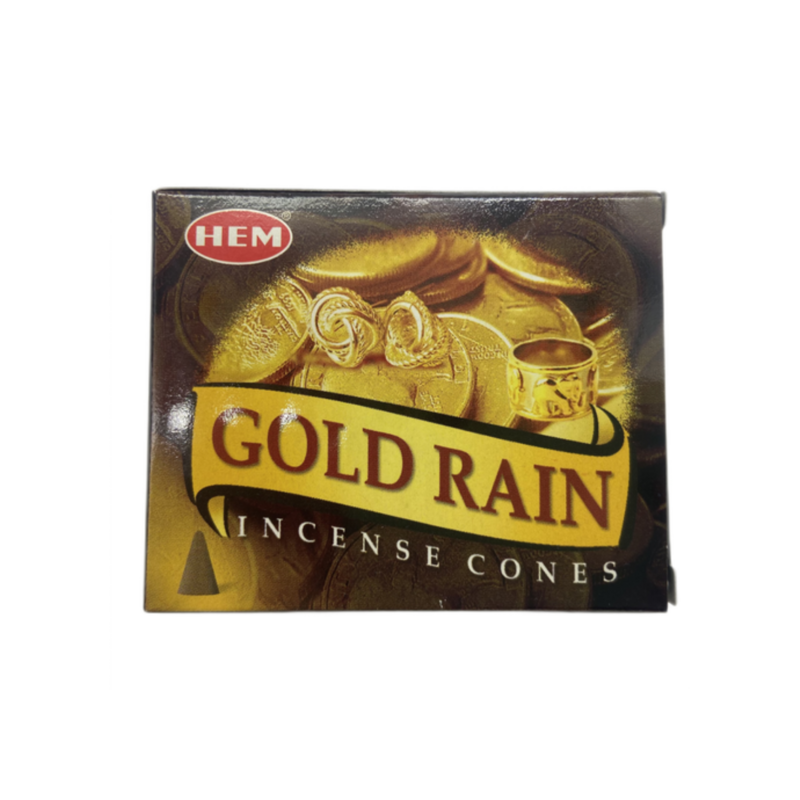 GOLD RAIN Incense Cone 100% Natural India Handmade meditating cones HCONE-GOLD-RAIN