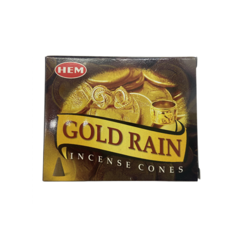 GOLD RAIN金雨印度圓錐香薰(塔香) 10粒四方盒裝塔香 進口純天然手工制作圓錐體香熏 瑜珈塔形香 錐粒香薰 治療減壓圓錐香 抗疫防菌香薰 情調氣氛塔香 僻味圓錐香HCONE-GOLD-RAIN