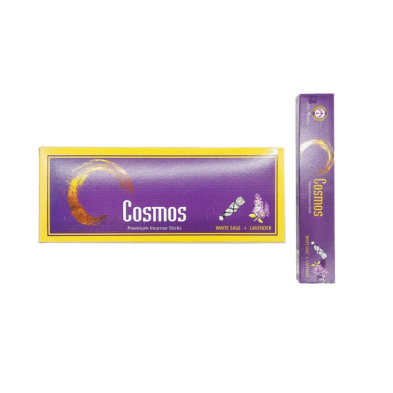 WHITE SAGE + LAVENDER Cosmos Premium Incense Sticks, India Handmade (ZIS-COS-WHITE-SAGE-LAVENDER)