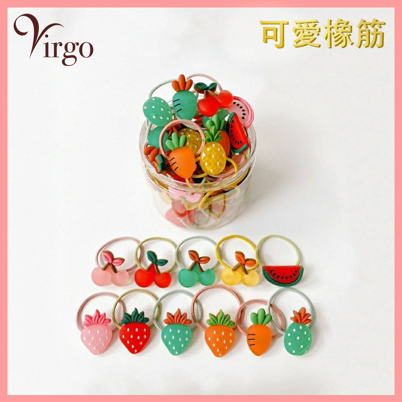 30 pcs Fruit pattern Cute child with a pink rubber band to tie the hair, beauty (V-BAND-FRUIT-PN3030)