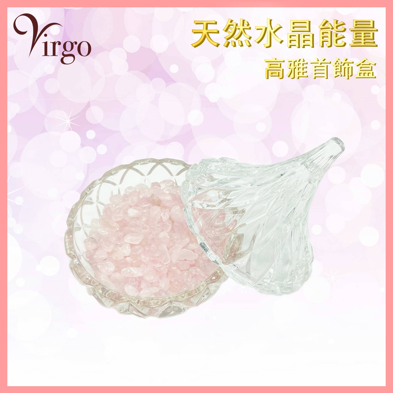 200g Pink Crystal Grain with glass jewelry storage box, quartz cut glass diamond ring (VCG-200G-PINK)