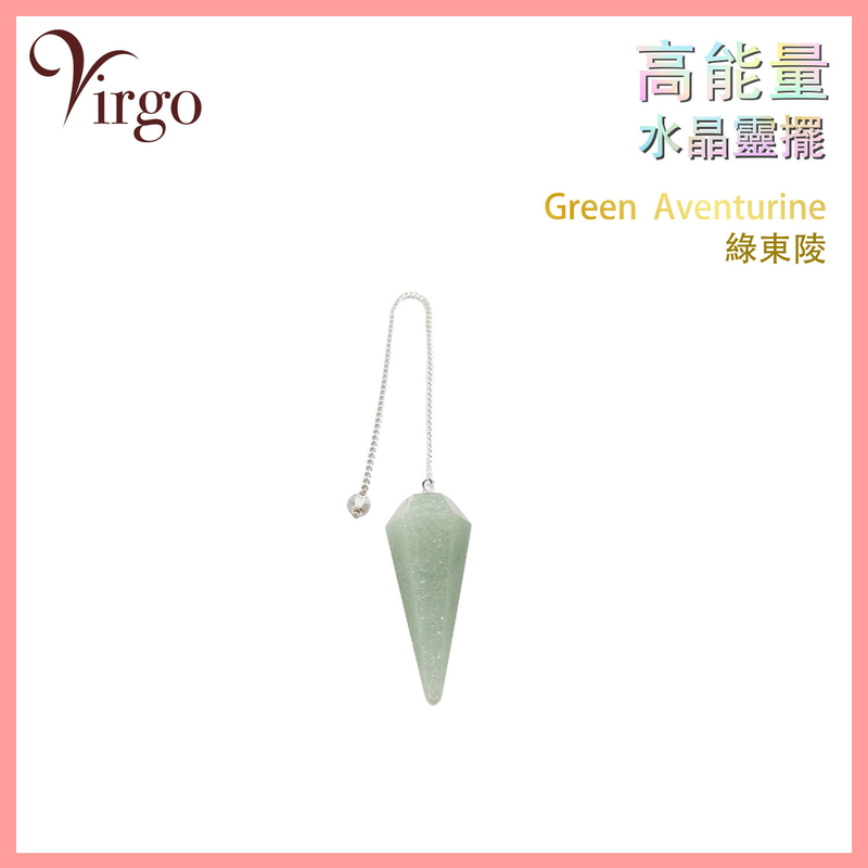 Green Aventurine Indian Crystal Pendulum V-Sharp, Handmade quartz necklace (VCP-V-GREEN-AVENTURINE)