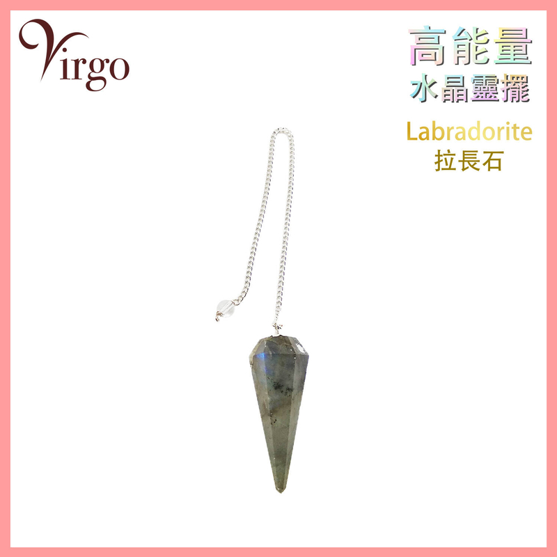 Labradorite Indian Crystal Pendulum V-Sharp, Handmade quartz necklace (VCP-V-LABRADORITE)