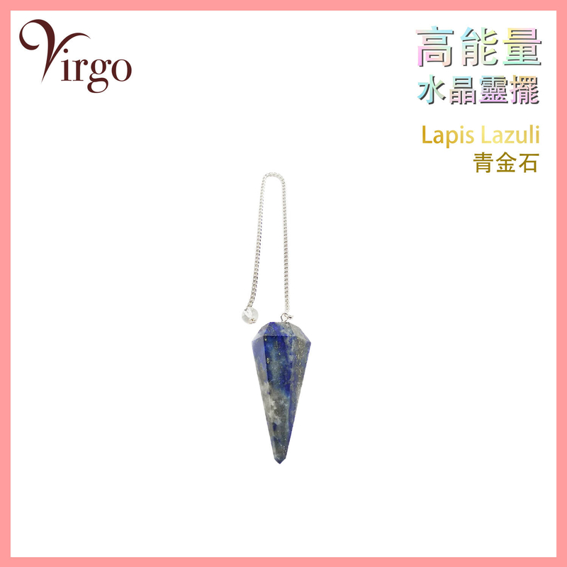 Lapis Lazuli Indian Crystal Pendulum V-Sharp, Handmade quartz necklace (VCP-V-LAPIS-LAZULI)