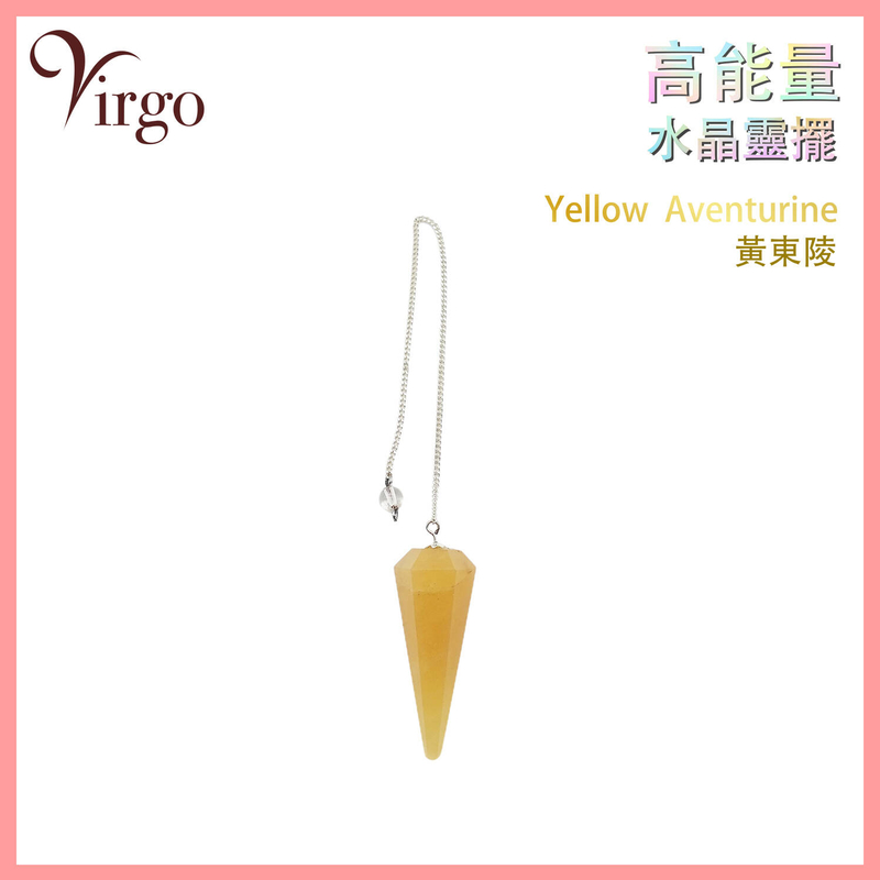 Yellow Aventurine Indian Crystal Pendulum V-Sharp, Handmade quartz necklace (VCP-V-YELLOW-AVENTURINE)