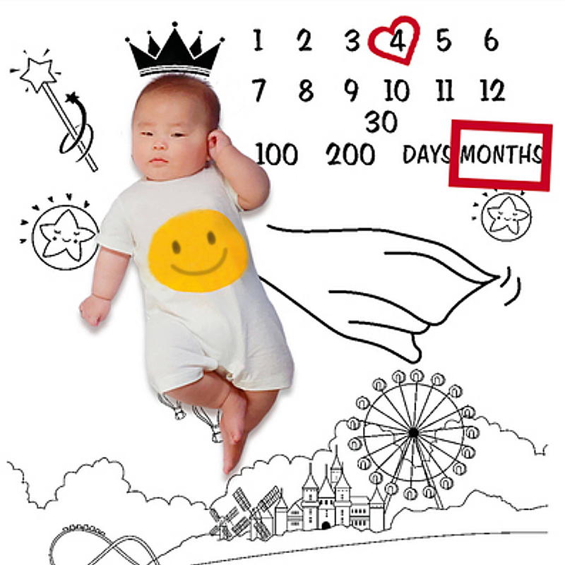No.4 White base color ferris wheel shape baby photo background pattern cloth Photography backdrop V-PHOTO-WH-04