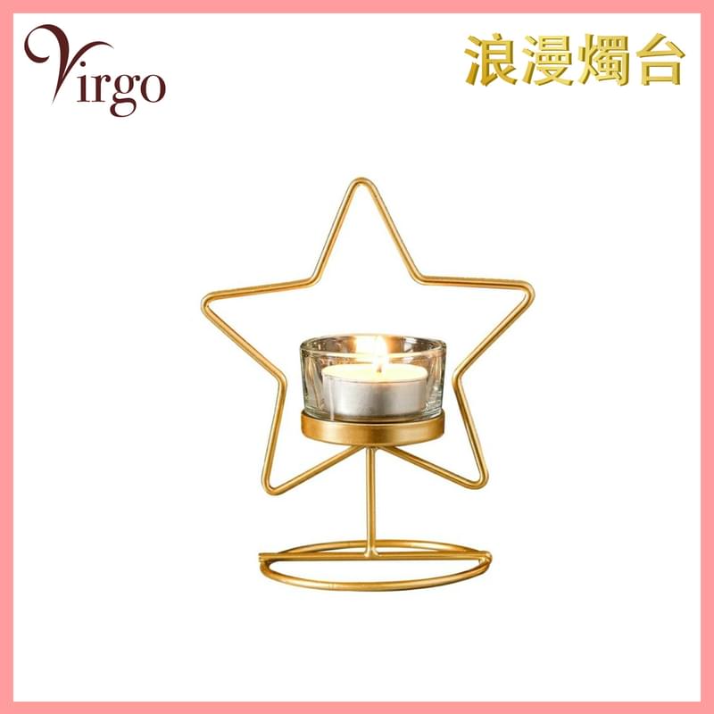 STAR-Shaped romantic candlestick, candle light dinner birthday Valentine’s (V-CANDLE-STEEL-STAR)