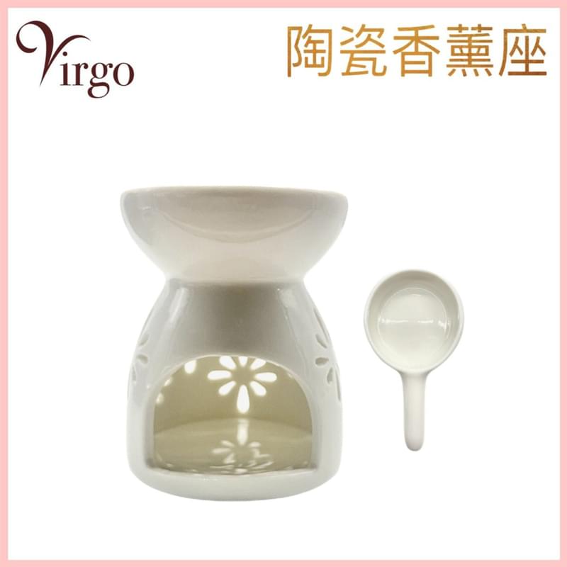 白色香薰精油乳香陶瓷座，特大容量香薰精油乳香合用家用燭台香爐燃燒香薰香具燃香器皿熔油台熔乳香碟健康養生聖誕節日禮物送禮自用成功吸財健康淨化減壓抗疫防菌人氣熱賣特價(V-AROM-BURNER-WHITE)