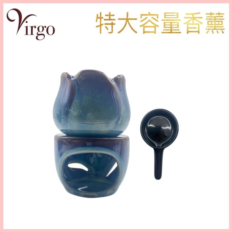 Blue aromatherapy essential oil frankincense ceramic burner, candle holder stand(V-AROM-BURNER-BLUE)