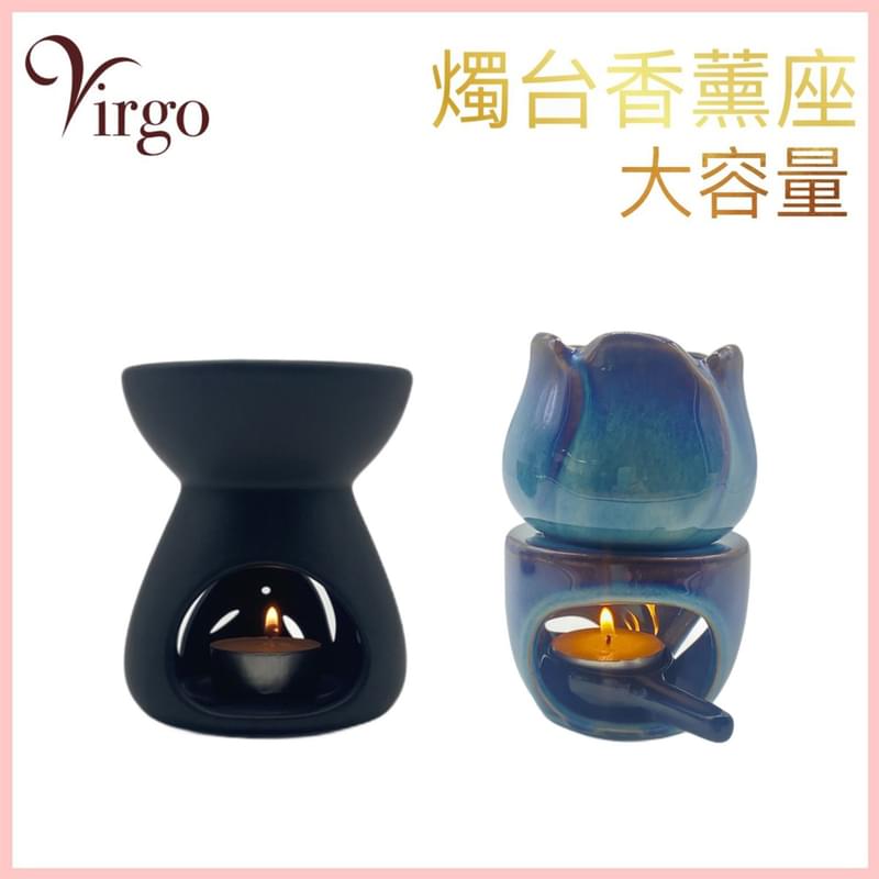 Black aromatherapy essential oil frank incense ceramic burner, candle holder stand(V-AROM-BURNER-BK)