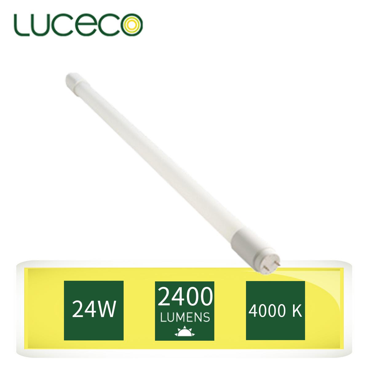 LUCECO 5ft Glass T8 LED Tubes 24W 4000K Neutural white Model