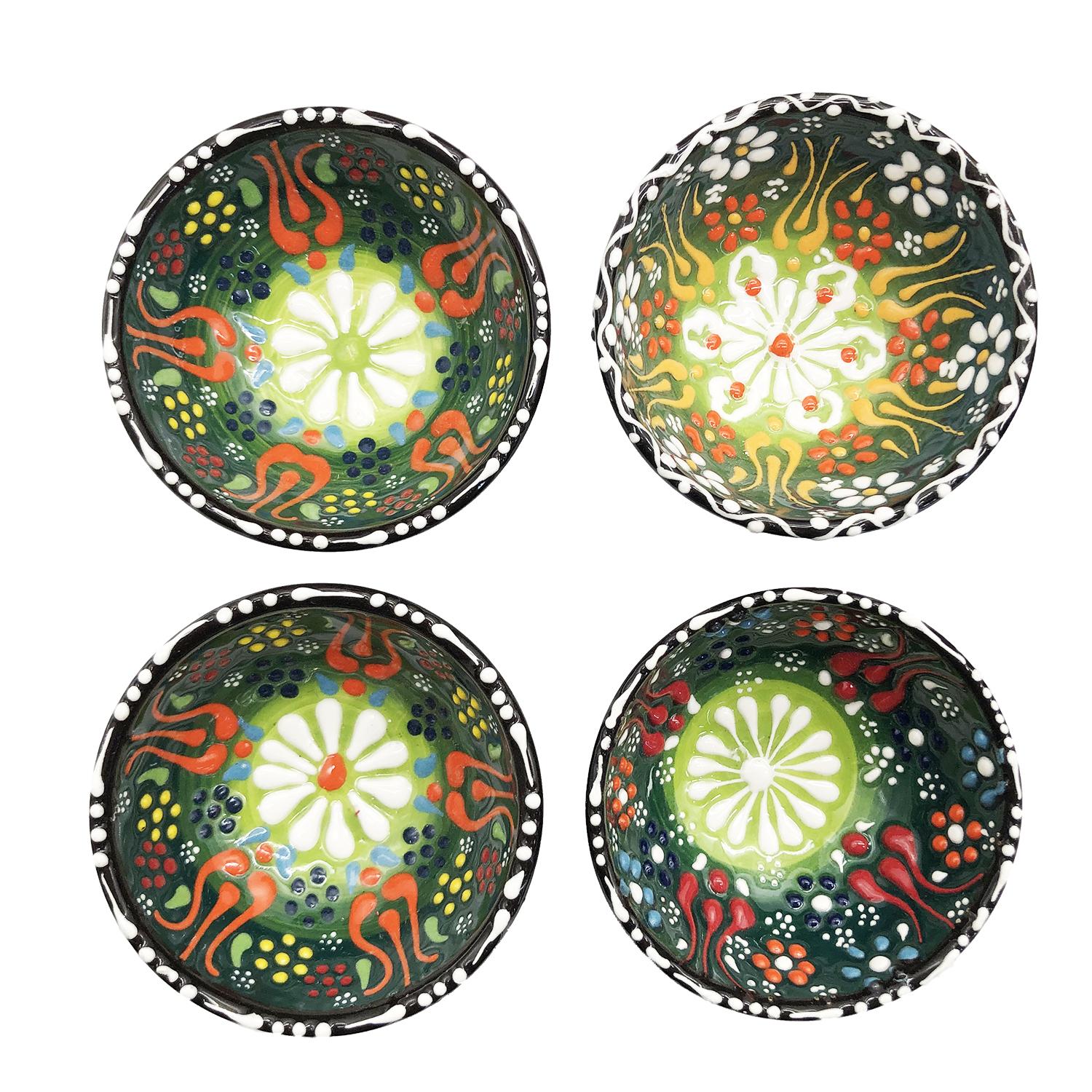 80MM手繪土耳其傳統工藝陶瓷碗， 土耳其餐具奧斯曼帝國浮雕圖案土耳其藝術時尚潮物(VTR-CERAMIC-BOWL-80MM-30001)