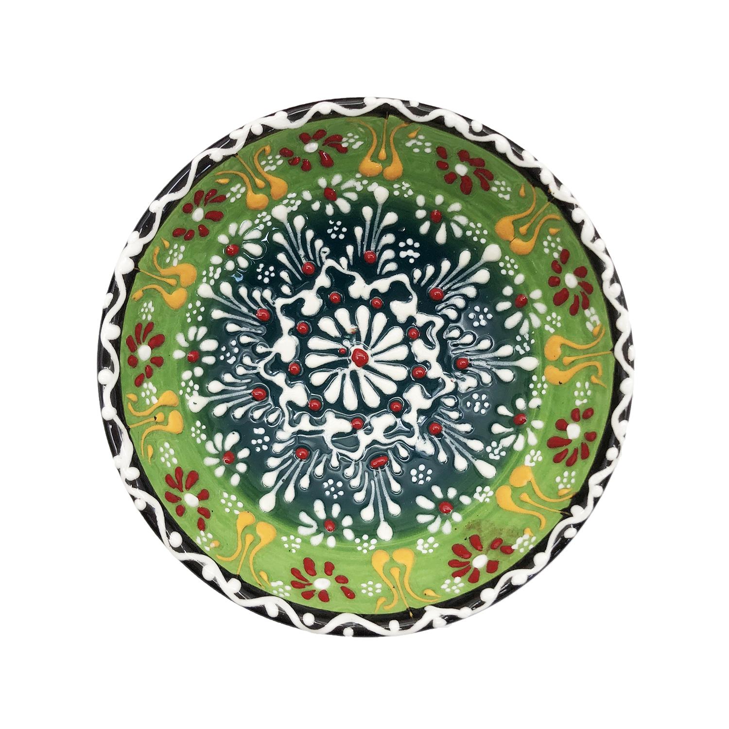 120MM手繪土耳其傳統工藝陶瓷碗， 土耳其餐具奧斯曼帝國浮雕圖案土耳其藝術時尚潮物(VTR-CERAMIC-BOWL-120MM-30103)