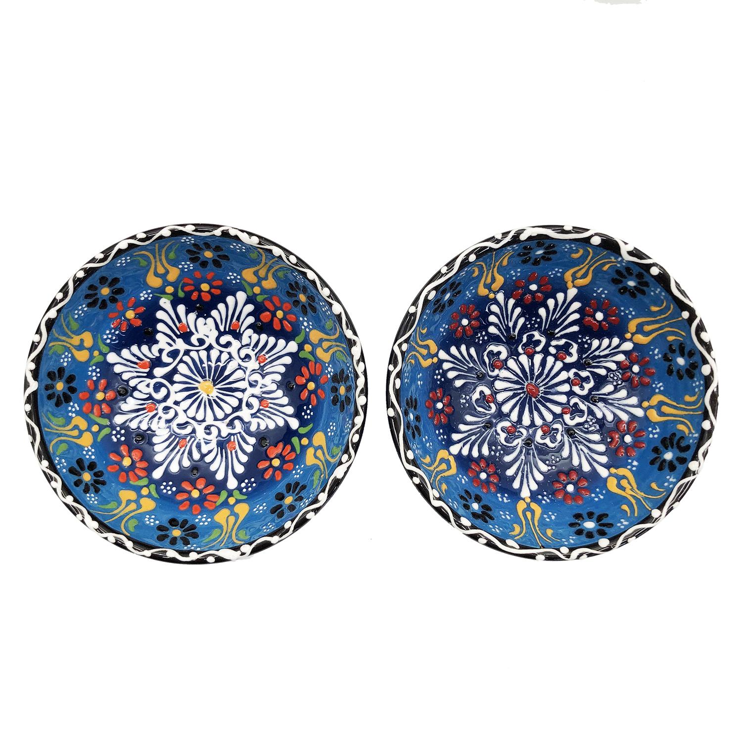 120MM手繪土耳其傳統工藝陶瓷碗， 土耳其餐具奧斯曼帝國浮雕圖案土耳其藝術時尚潮物(VTR-CERAMIC-BOWL-120MM-30102)
