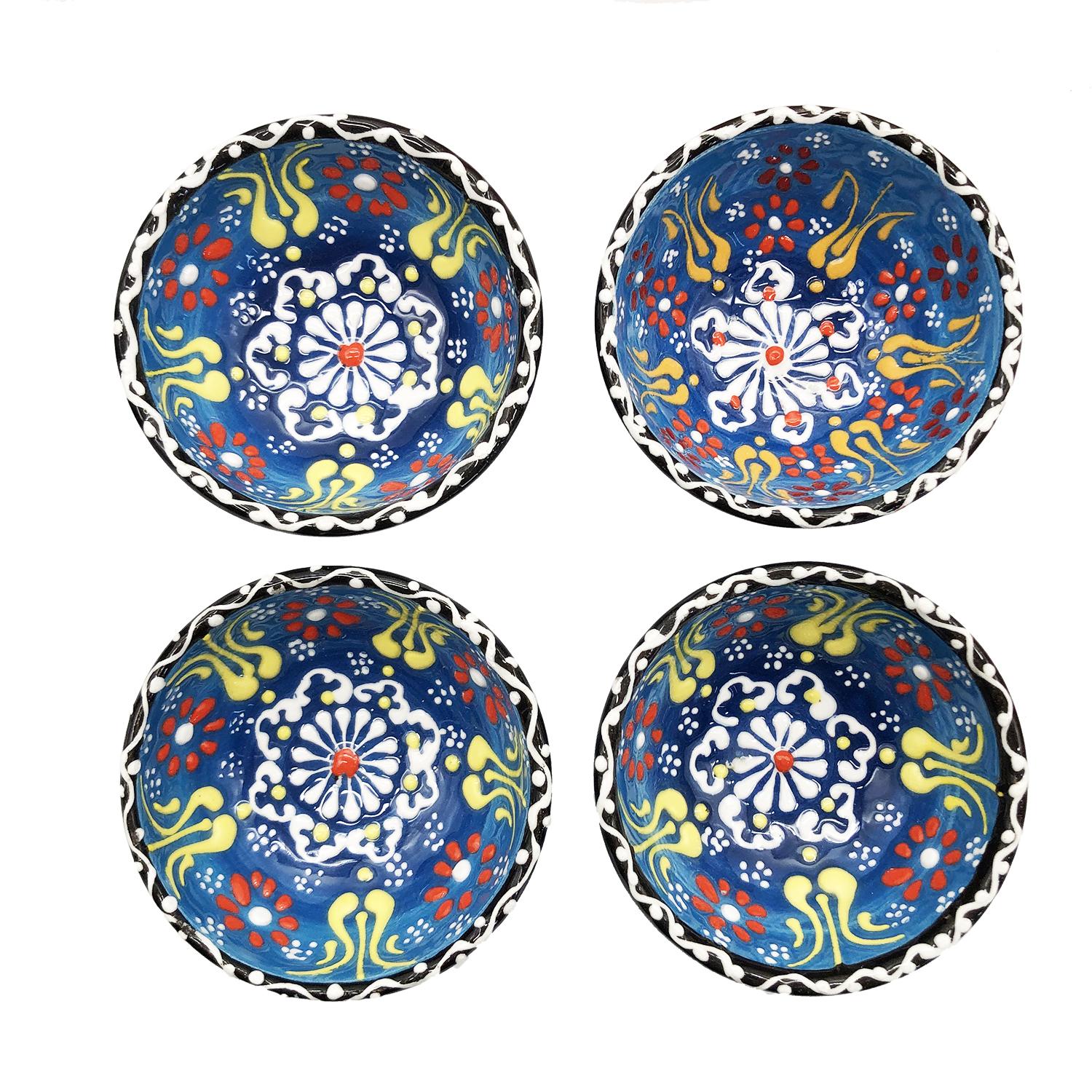 80MM手繪土耳其傳統工藝陶瓷碗， 土耳其餐具奧斯曼帝國浮雕圖案土耳其藝術時尚潮物(VTR-CERAMIC-BOWL-80MM-30002)