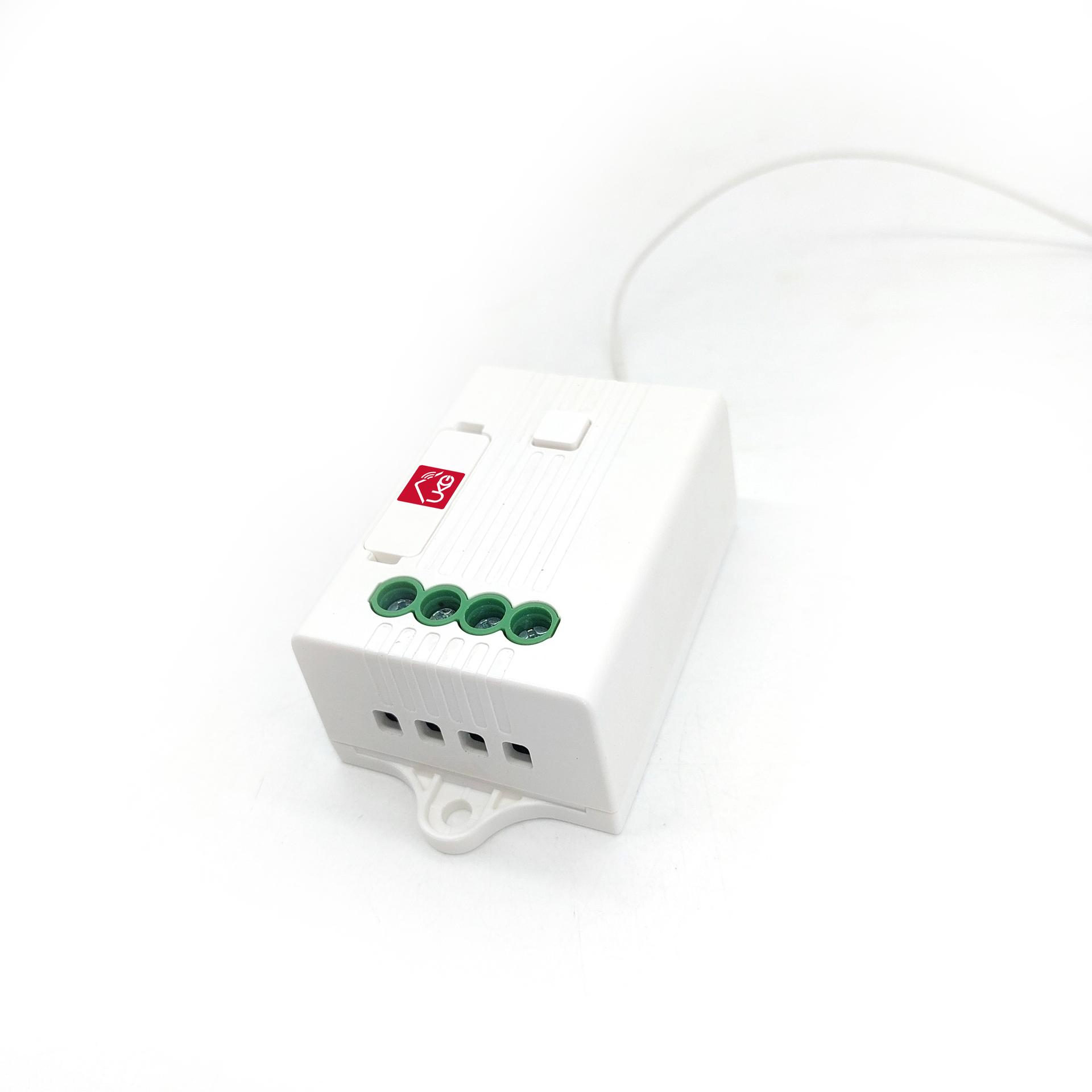 KinSwitch 1-路動能ZigBee接收智能控制器-5A，分體式電源燈制開關直接安裝在燈電的源頭透過無線接收訊號開關電流多達配對10個ZigBee開關改裝雙控多控無須拉線首選特價(U-ERC314)