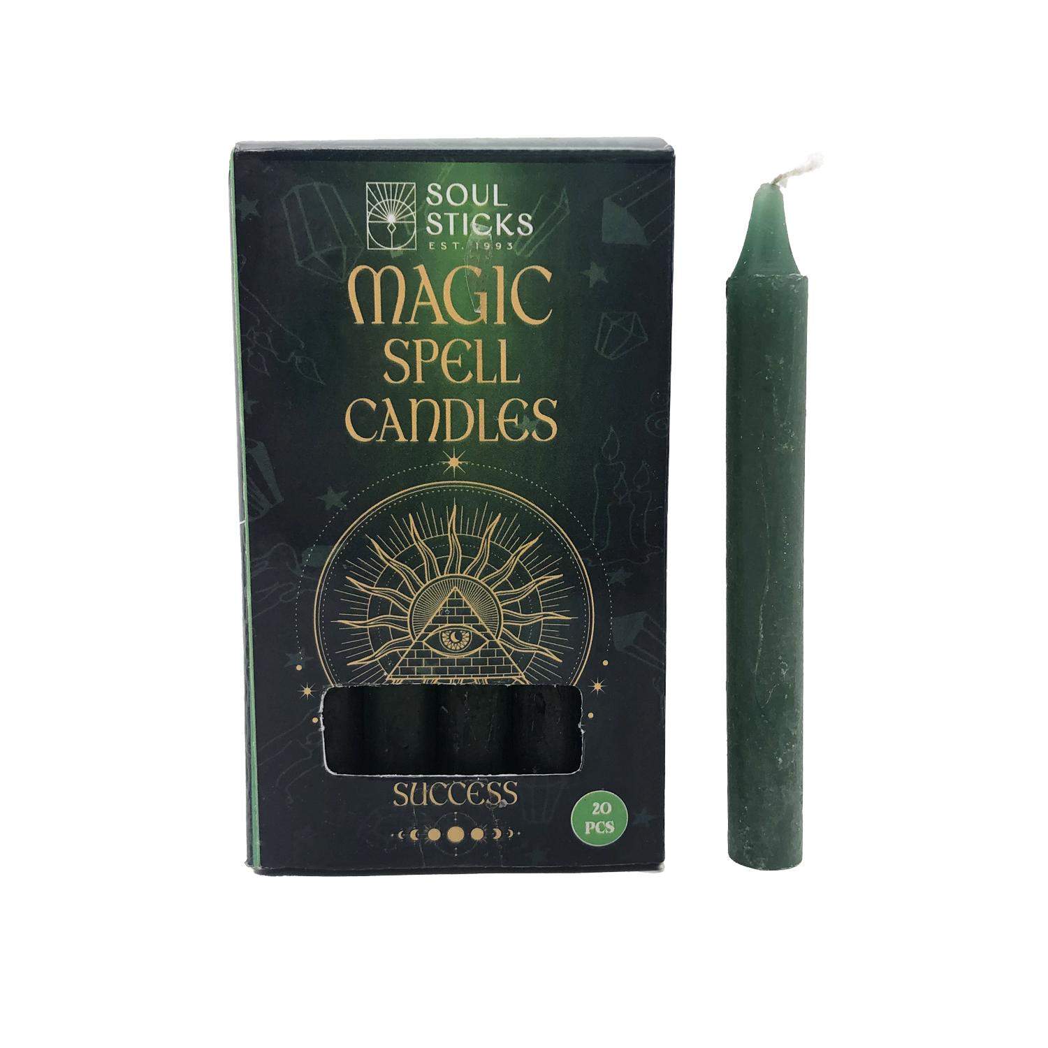 20件裝深綠色印度魔法蠟燭(成功SUCCESS) 2小時彩色蠟燭 錐形蠟燭 靈魂棒 AD-CANDLE-SUCCESS